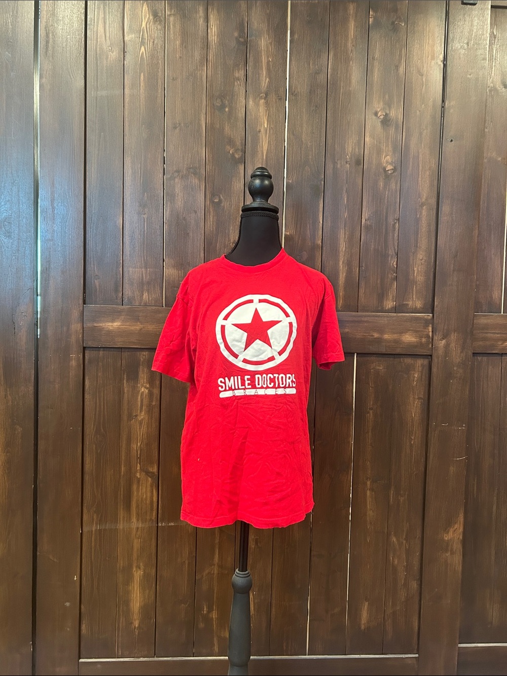 Next Level Apparel Red Graphic Tee with White Star Logo